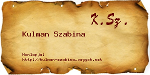 Kulman Szabina névjegykártya
